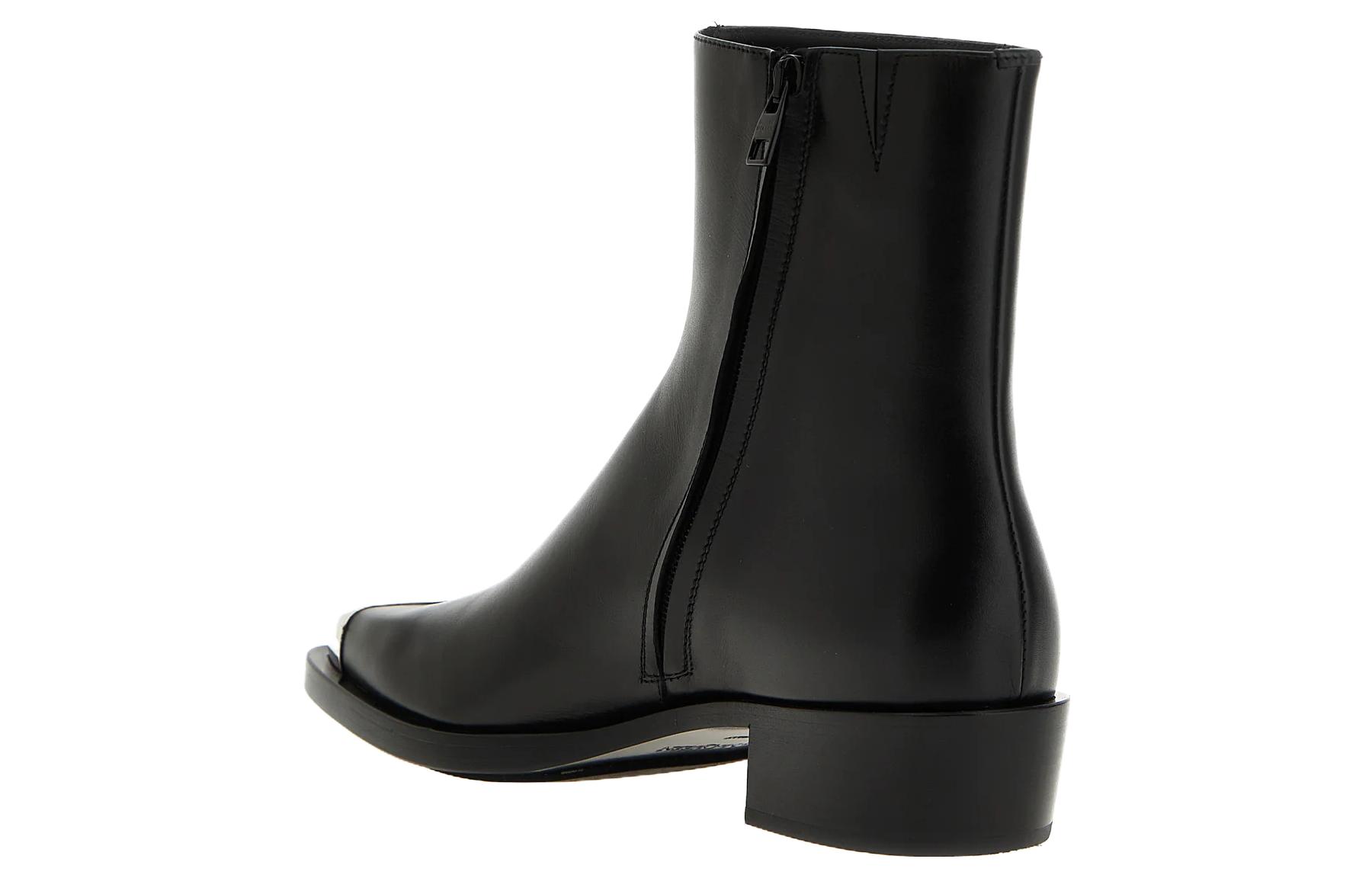 Shop Alexander McQueen Punk Boot 'Hitam Perak' 711114-WIDY1-1081