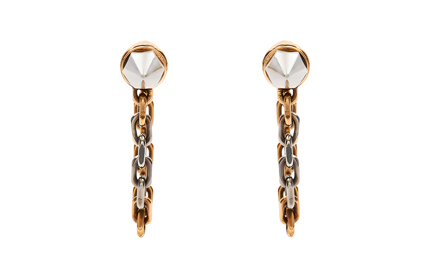 Alexander McQueen Punk Stud Skull Chain Earrings Gold Unisex 734761-J160Z-1334