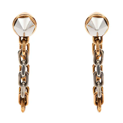 Alexander McQueen Punk Stud Skull Chain Earrings Gold Unisex 734761-J160Z-1334