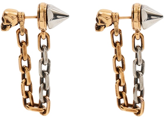 Anting-anting Alexander McQueen Punk Stud Skull Rantai Emas Uniseks 734761-J160Z-1334 Lookbook Anting-anting Alexander McQueen Punk Stud Skull Rantai Emas Uniseks 734761-J160Z-1334
