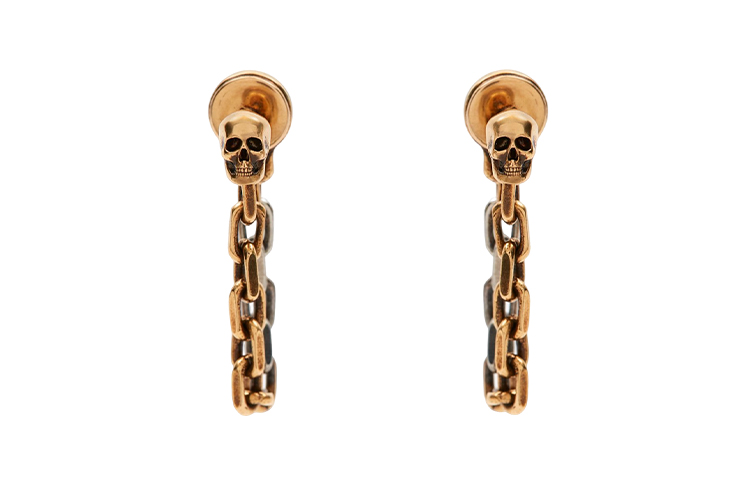 Shop Anting-anting Alexander McQueen Punk Stud Skull Rantai Emas Uniseks 734761-J160Z-1334