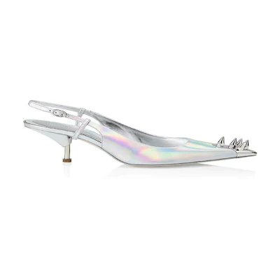 Alexander McQueen Punkstud Leather Pumps 'Silver'