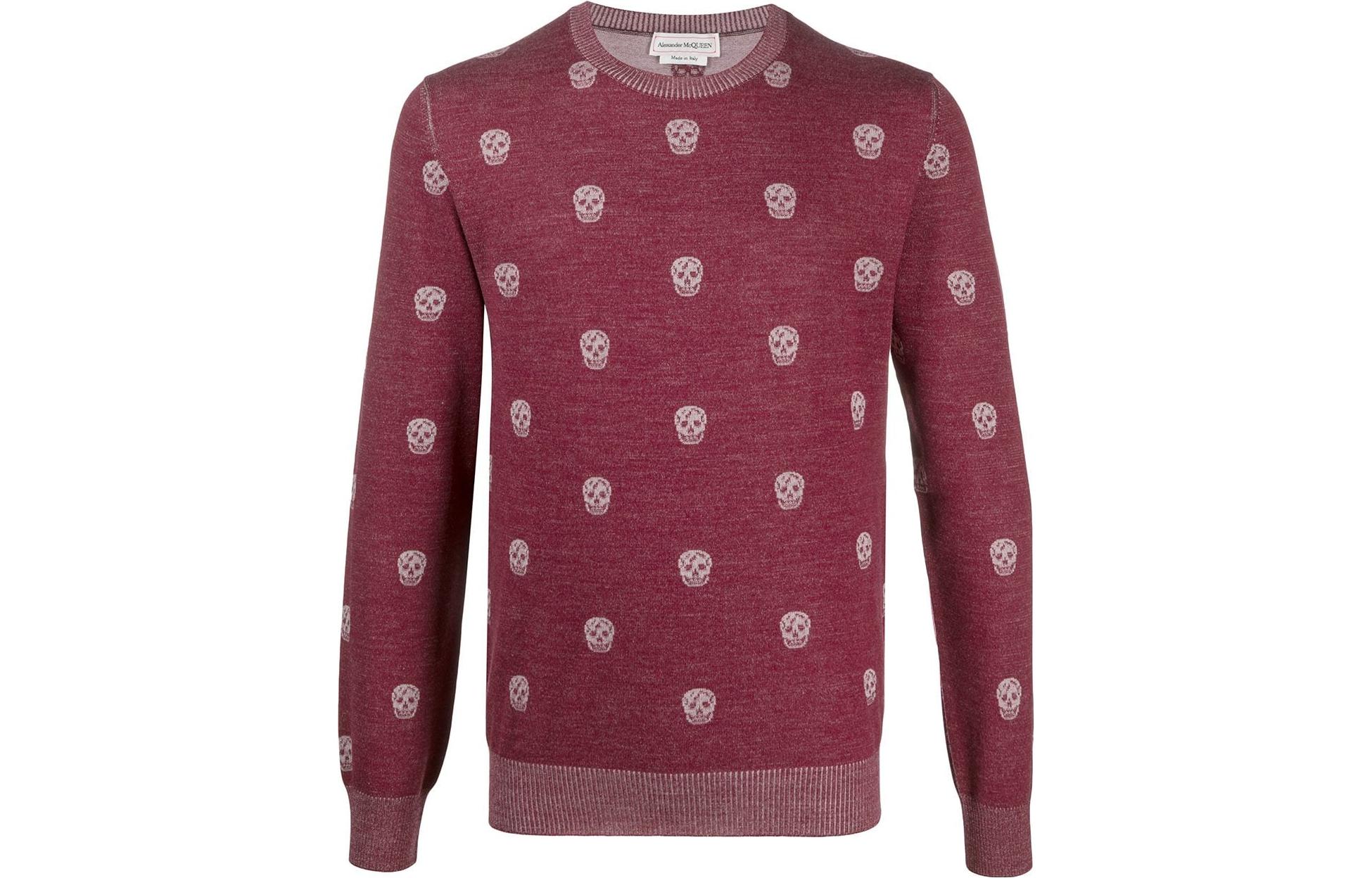 Order Alexander McQueen Red Skull Crewneck Sweater  Long Sleeve Pullover 603247-Q1APF-6068