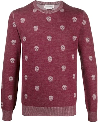 Alexander McQueen Red Skull Crewneck Sweater Long Sleeve Pullover 603247-Q1APF-6068 Order Alexander McQueen Red Skull Crewneck Sweater Long Sleeve Pullover 603247-Q1APF-6068