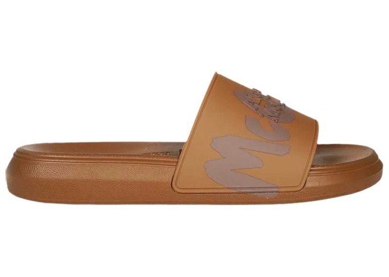 Buy 亚历山大·麦昆 涂鸦棕色橡胶拖鞋 682490W4QS32294