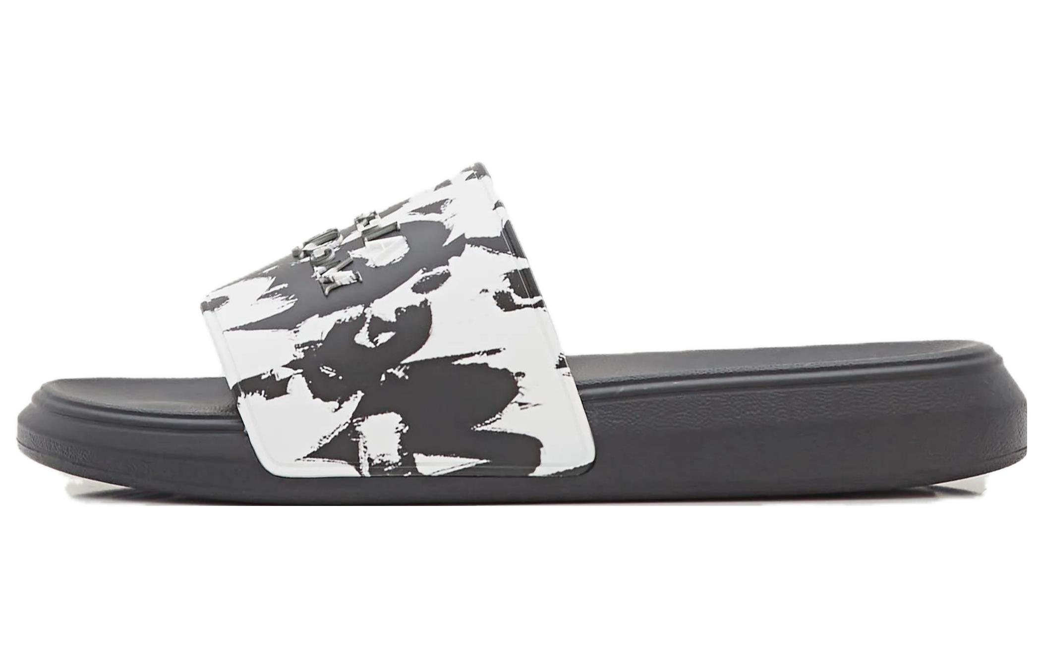 Buy 亚历山大麦昆涂鸦黑白橡胶拖鞋 705089-W4QS8-9061