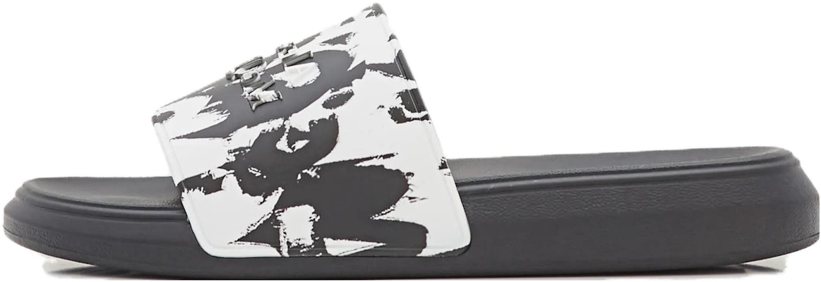 亚历山大麦昆涂鸦黑白橡胶拖鞋 705089-W4QS8-9061 Buy 亚历山大麦昆涂鸦黑白橡胶拖鞋 705089-W4QS8-9061
