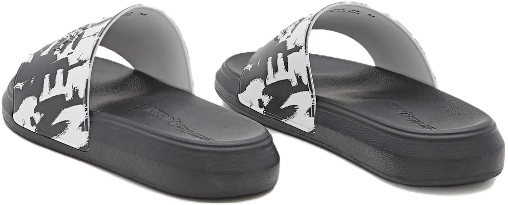 亚历山大麦昆涂鸦黑白橡胶拖鞋 705089-W4QS8-9061 Shop 亚历山大麦昆涂鸦黑白橡胶拖鞋 705089-W4QS8-9061