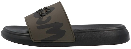 Alexander McQueen Rubber Pool Slide 'Graffiti Logo - Green Black' 686931W4QS33309 Alexander McQueen Rubber Pool Slide 'Graffiti Logo - Green Black' 686931W4QS33309