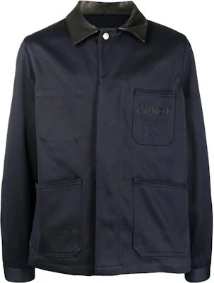 Alexander McQueen S22 Black Logo Print Relaxed Fit Long-Sleeve Jacket for Men 703322-QTZ49-1000 Buy Alexander McQueen S22 Black Logo Print Relaxed Fit Long-Sleeve Jacket for Men 703322-QTZ49-1000