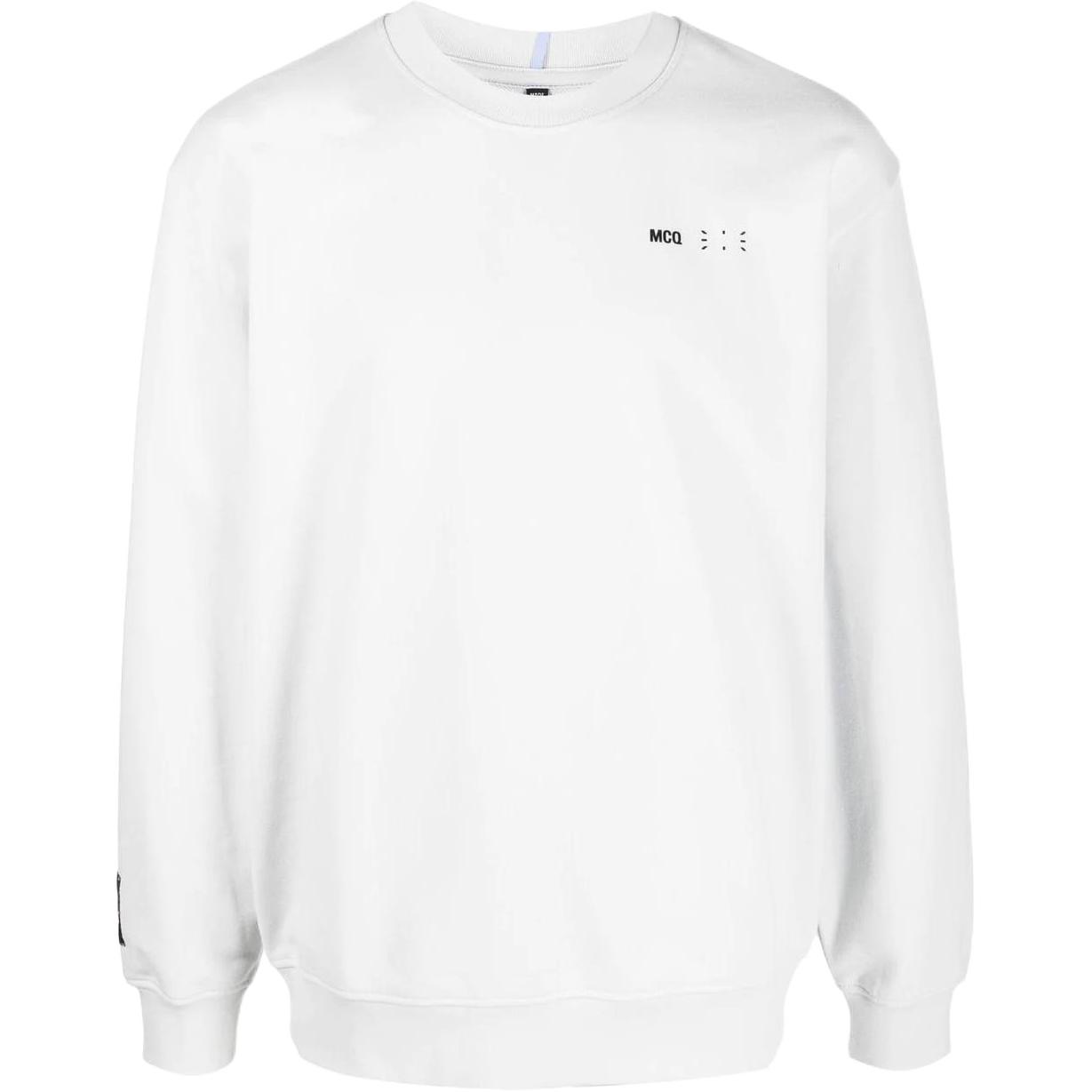 Alexander McQueen S22 White Logo Print Crewneck Long Sleeve Sweatshirt Mens 624832-RST93-8002