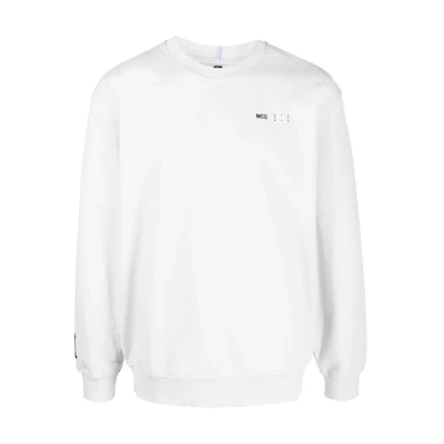Alexander McQueen S22 White Logo Print Crewneck Long Sleeve Sweatshirt Mens 624832-RST93-8002