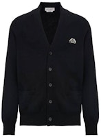 Alexander McQueen Seal Logo Black/Ivory V-Neck Cardigan Knitwear Black. 775770-Q1A7S-1080 Alexander McQueen Seal Logo Black/Ivory V-Neck Cardigan Knitwear Black. 775770-Q1A7S-1080