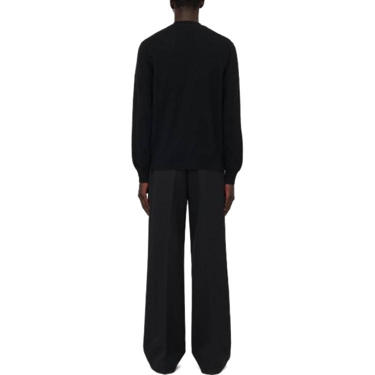 Shop Alexander McQueen Seal Logo Hitam/Gading Kardigan Leher-V Baju Rajut Hitam. 775770-Q1A7S-1080