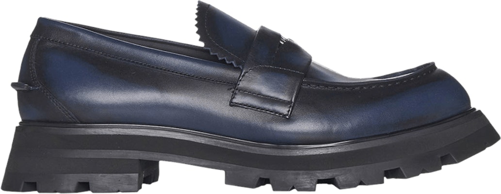 亚历山大·麦昆海豹徽标蓝色皮革乐福鞋 711126-WHU32-1162 Buy 亚历山大·麦昆海豹徽标蓝色皮革乐福鞋 711126-WHU32-1162