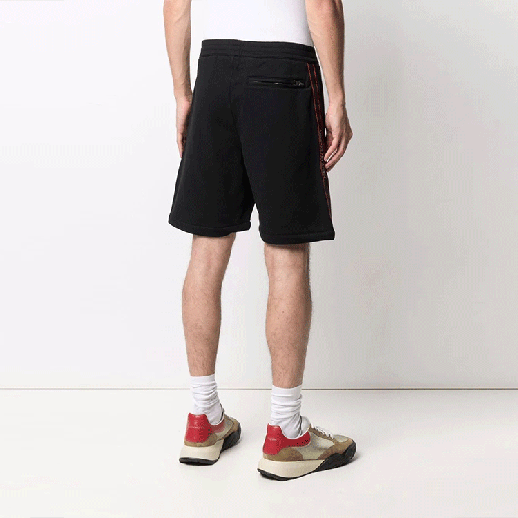 Shop Alexander McQueen Selvedge Logo Elastic Waist Casual Shorts . 642668-QRX75-0901