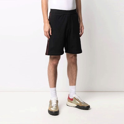 Alexander McQueen Selvedge Logo Elastic Waist Casual Shorts . 642668-QRX75-0901 Purchase Alexander McQueen Selvedge Logo Elastic Waist Casual Shorts . 642668-QRX75-0901