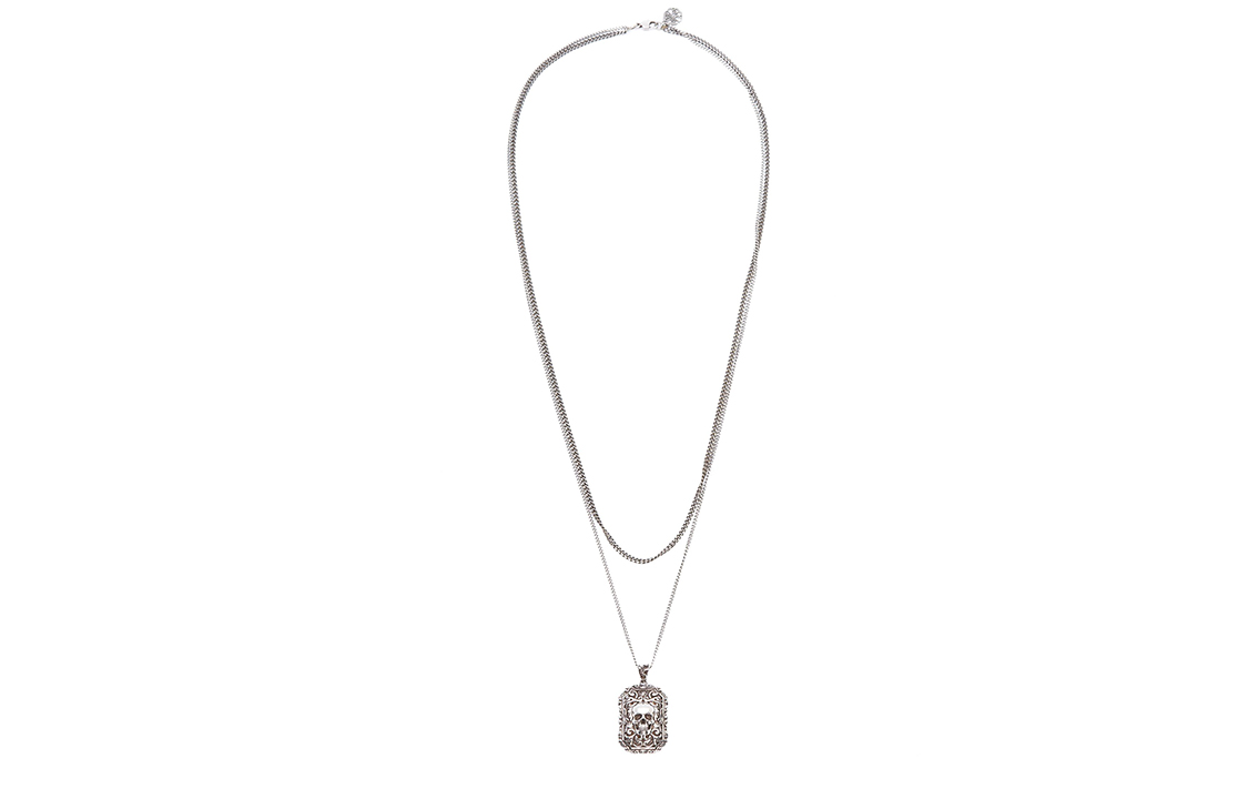 Purchase 亞歷山大·麥昆銀色骷髏頭黃銅項鍊 599984-J160Y-0446