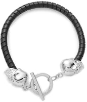 Alexander McQueen Silver Skull Buckle Leather Bracelet 554600J127I-1000 Alexander McQueen Silver Skull Buckle Leather Bracelet 554600J127I-1000