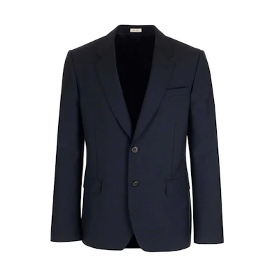 Alexander McQueen Single-Breasted Solid Black Jacket 626975QRU424100