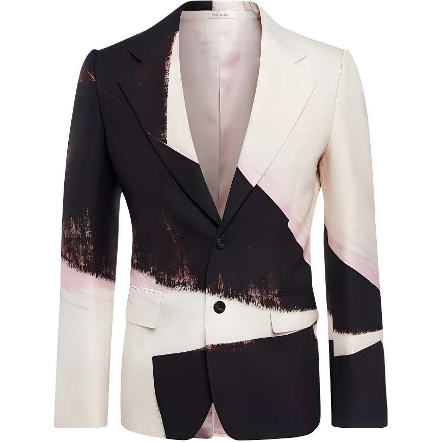 Alexander McQueen Single-Breasted V-Neck Long Sleeve Jacket Multicolor 735179-QUQ04-5772