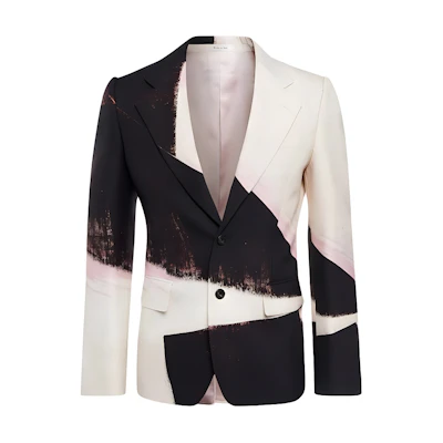 Alexander McQueen Single-Breasted V-Neck Long Sleeve Jacket Multicolor 735179-QUQ04-5772