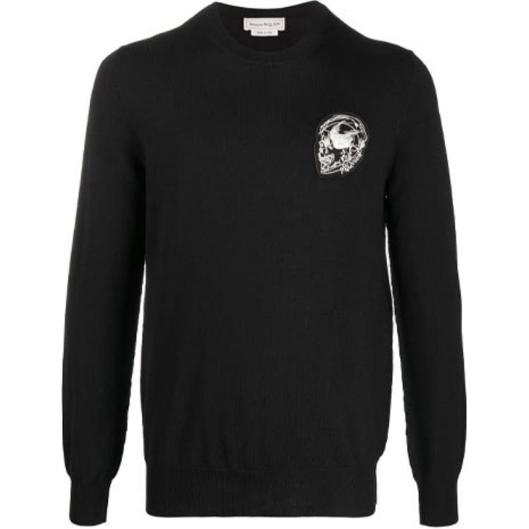 Alexander McQueen Skull Appliqué Knitted Sweater Black 632872-Q1XAP-1192