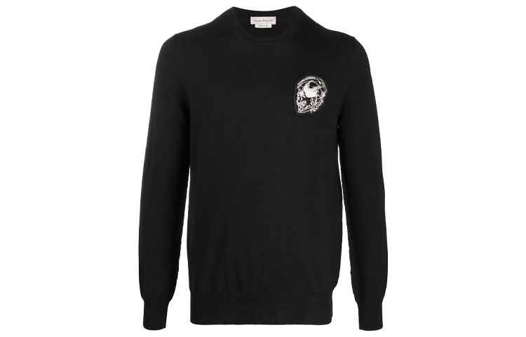 Order 알렉산더 맥퀸 스컬 아플리케 니트 스웨터 블랙 632872-Q1XAP-1192