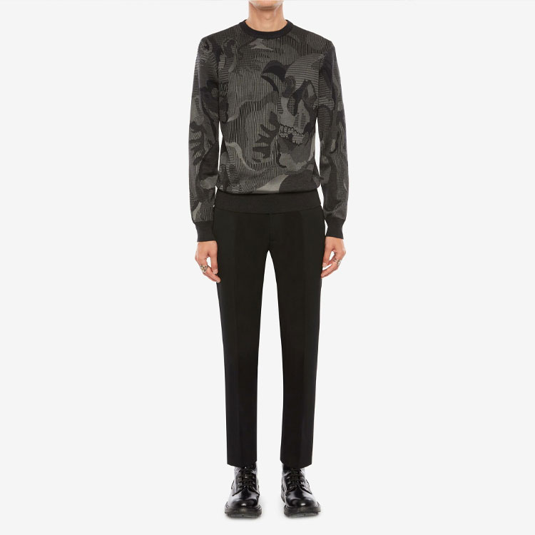 Lookbook Alexander McQueen 骷髏迷彩提花羊毛毛衣 黑色 651185-Q1XAZ-1204