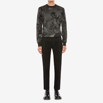 Alexander McQueen 骷髏迷彩提花羊毛毛衣 黑色 651185-Q1XAZ-1204 Lookbook Alexander McQueen 骷髏迷彩提花羊毛毛衣 黑色 651185-Q1XAZ-1204