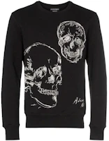 Alexander McQueen Skull Embroidered Cotton Pullover Sweatshirt Black 559485-QMZA8-0901 Alexander McQueen Skull Embroidered Cotton Pullover Sweatshirt Black 559485-QMZA8-0901