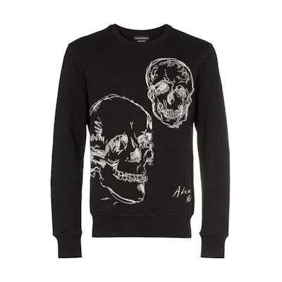 Alexander McQueen Skull Embroidered Cotton Pullover Sweatshirt Black 559485-QMZA8-0901