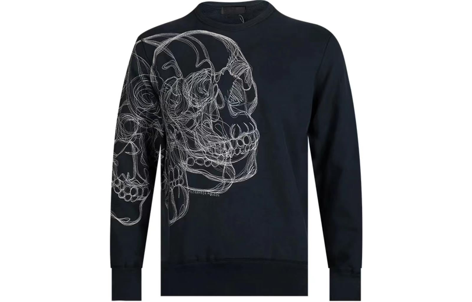Alexander McQueen Skull Embroidered Crewneck Sweatshirt Black 409362-QGZ81-0904