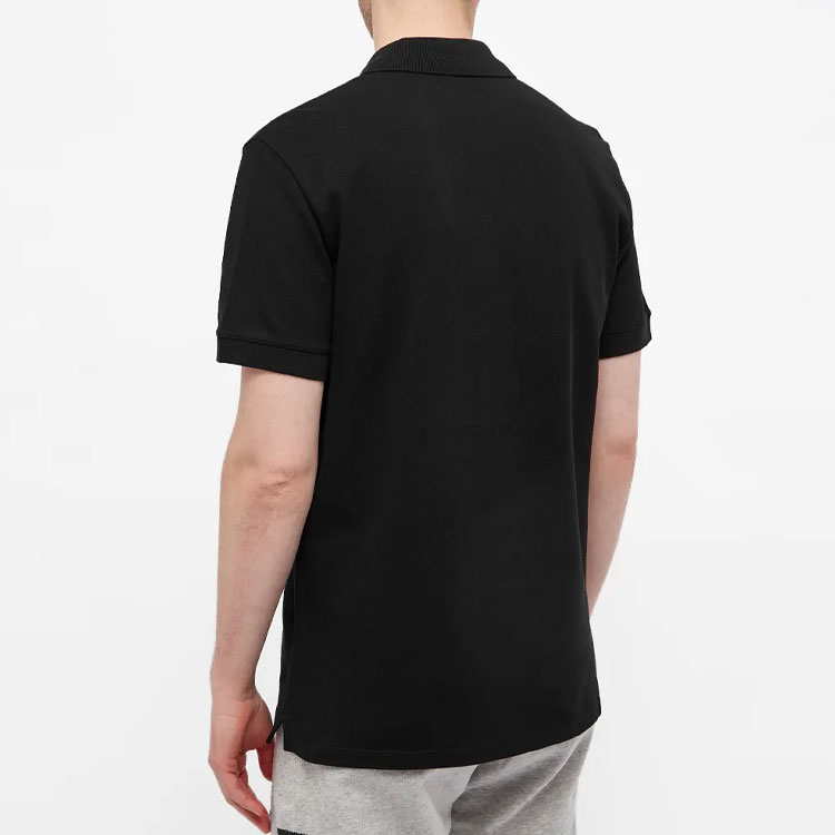 Shop Alexander McQueen Baju Polo Berkolar Hitam Sulaman Tengkorak Lengan Pendek Kasual 622106-QRX33-1000