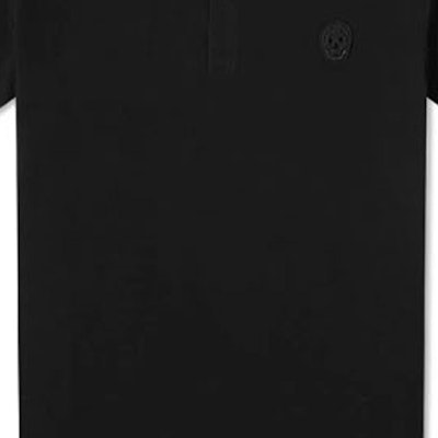 Alexander McQueen Baju Polo Berkolar Hitam Sulaman Tengkorak Lengan Pendek Kasual 622106-QRX33-1000 Sizing Alexander McQueen Baju Polo Berkolar Hitam Sulaman Tengkorak Lengan Pendek Kasual 622106-QRX33-1000