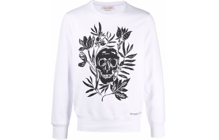 Buy Sudadera Alexander McQueen Skull Graphic de algodón holgado cuello redondo 666639-QRZ1A-0900