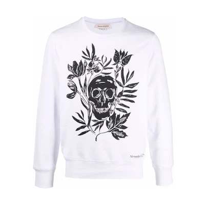 Alexander McQueen Skull Graphic Cotton Loose-Fit Crewneck Sweatshirt 666639-QRZ1A-0900