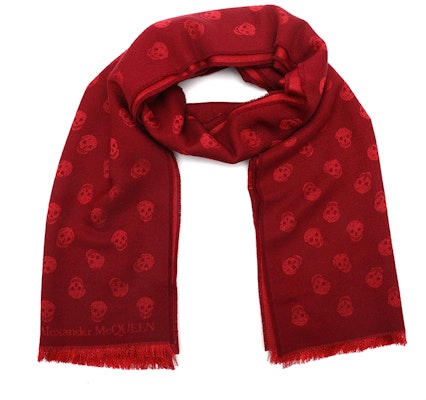 알렉산더 맥퀸 해골 양모 실크 스카프 유니섹스 딥레드 커플 스타일. 5577054617Q6274 Lookbook 알렉산더 맥퀸 해골 양모 실크 스카프 유니섹스 딥레드 커플 스타일. 5577054617Q6274