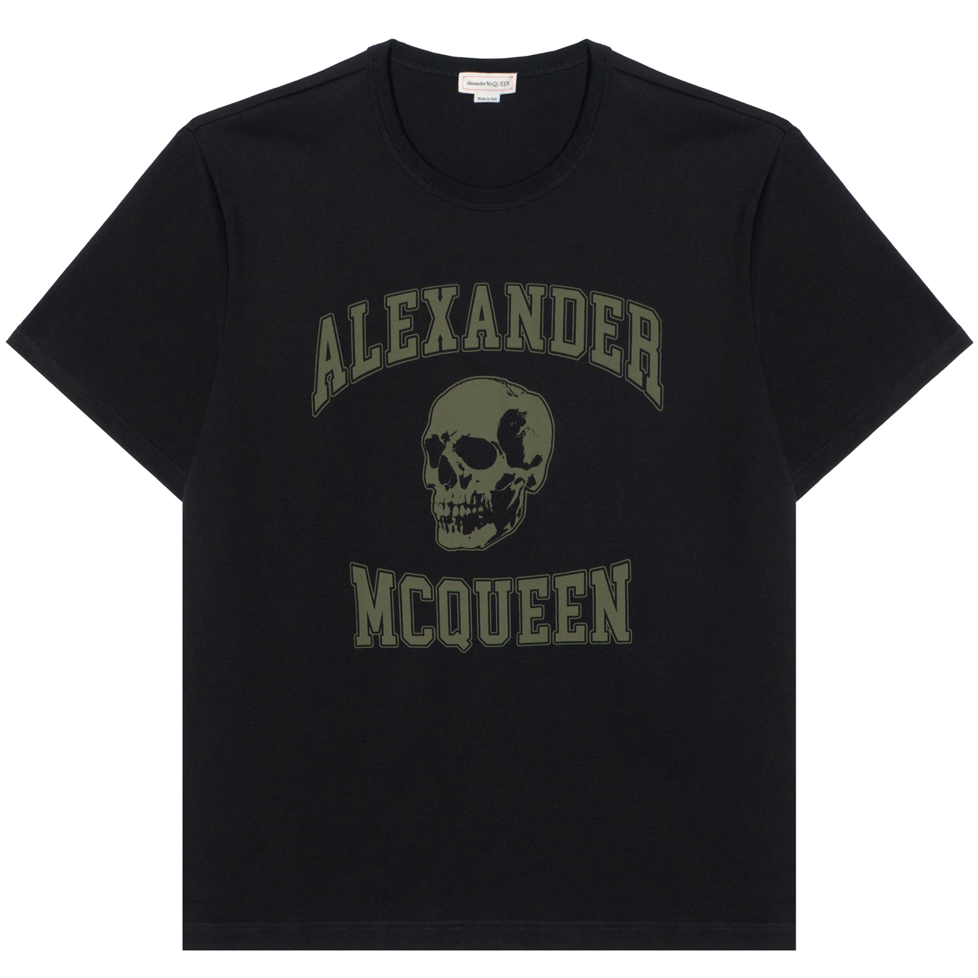 Alexander McQueen Skull Letter Graphic Black Crewneck T-Shirt  Casual Tee 759442-QTAAW-0519