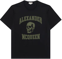 Alexander McQueen Skull Letter Graphic Black Crewneck T-Shirt Casual Tee 759442-QTAAW-0519 Alexander McQueen Skull Letter Graphic Black Crewneck T-Shirt Casual Tee 759442-QTAAW-0519