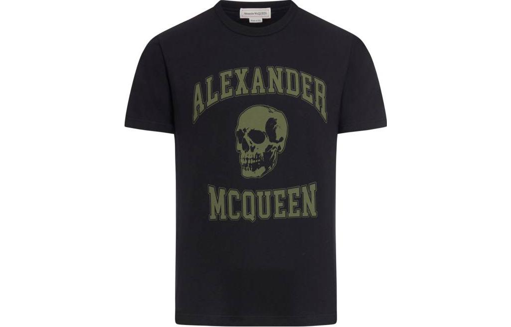Alexander McQueen Skull Letter Graphic Black Crewneck T-Shirt  Casual Tee 759442-QTAAW-0519 圖 2