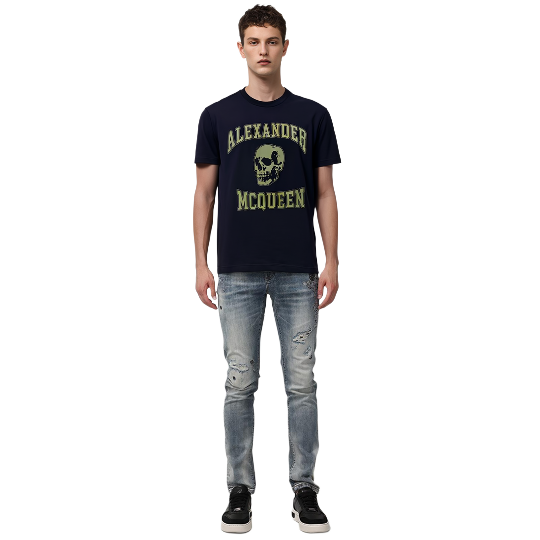 Alexander McQueen Skull Letter Graphic Black Crewneck T-Shirt  Casual Tee 759442-QTAAW-0519 圖 4