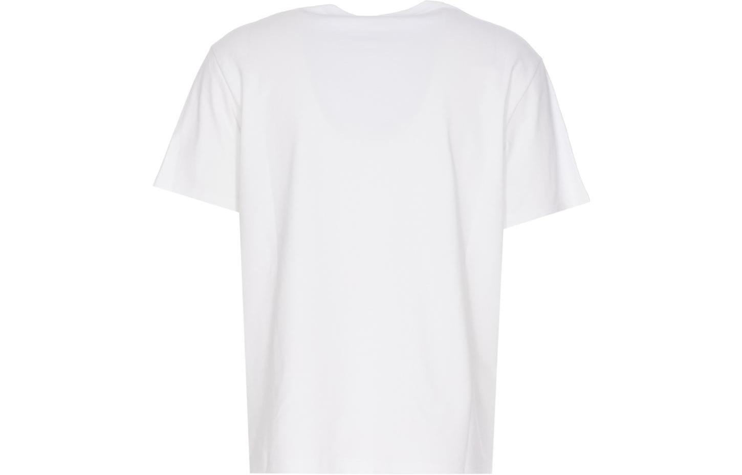 Lookbook Alexander McQueen Skull Letter Graphic Crewneck T-Shirt Putih. 759442-QVZ29-0910