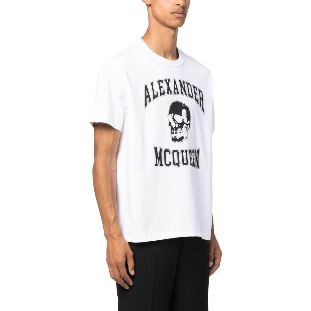 Details for Alexander McQueen Skull Letter Graphic Crewneck T-Shirt Putih. 759442-QVZ29-0910