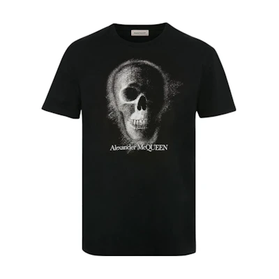 Alexander McQueen Skull Logo Print T-Shirt SS22 Black Crewneck Tee. 704967-QTZ02-0901