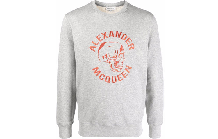 Alexander McQueen Skull Logo Printed Pullover Sweatshirt Men’s Grey 662584-QRX43-0902