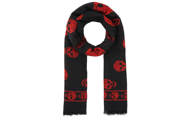 Order Alexander McQueen 骷髏披肩圍巾 紅色/黑色 5577174943Q-1074