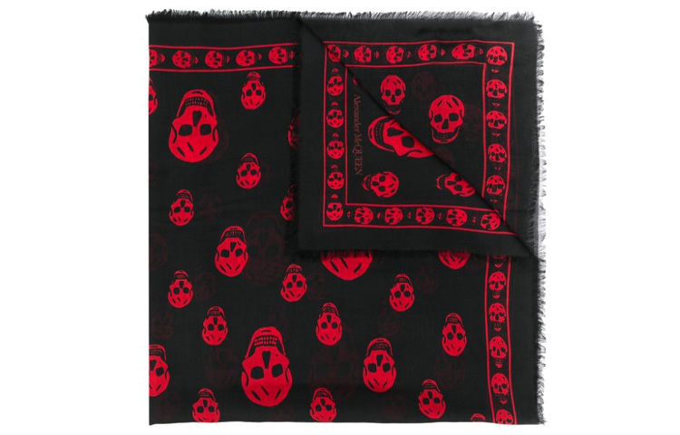Lookbook Alexander McQueen 骷髏披肩圍巾 紅色/黑色 5577174943Q-1074