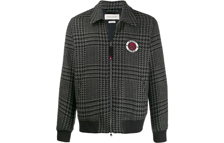 Alexander McQueen Skull Patch Plaid Jacket Dark Gray 567853-QNV32-1740