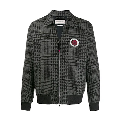 Alexander McQueen Skull Patch Plaid Jacket Dark Gray 567853-QNV32-1740